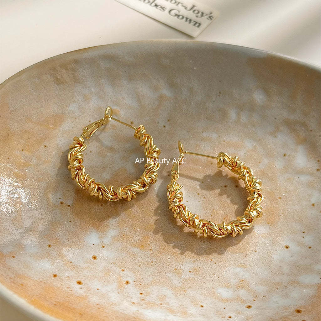 C관 - 14K 도금 링 디자인 은침 귀걸이 [5719-5720] 25.03-3