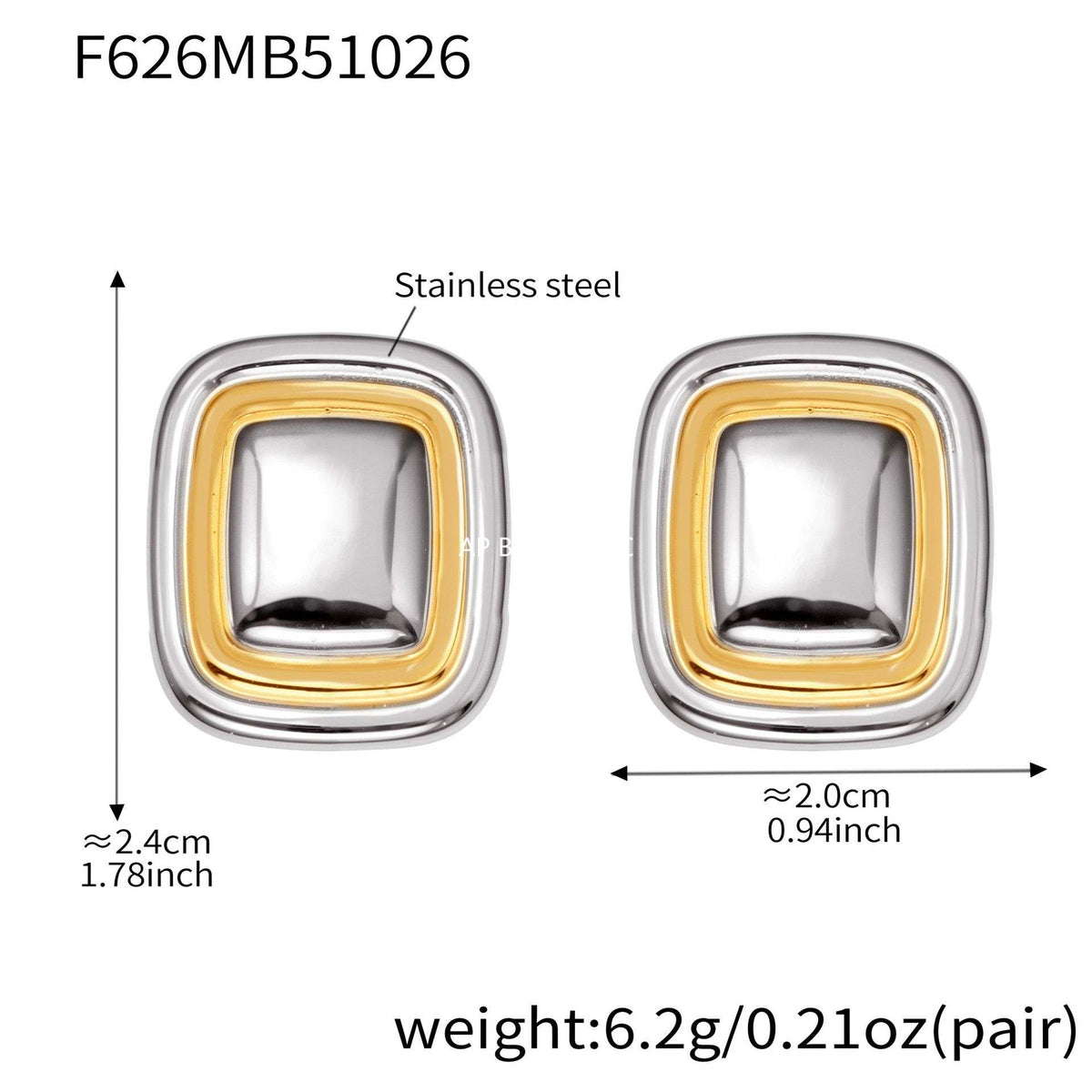 D관 - 스테인리스 18K 도금 8자형 스퀘어 모양 귀걸이 [F625-F626] 25.10-5