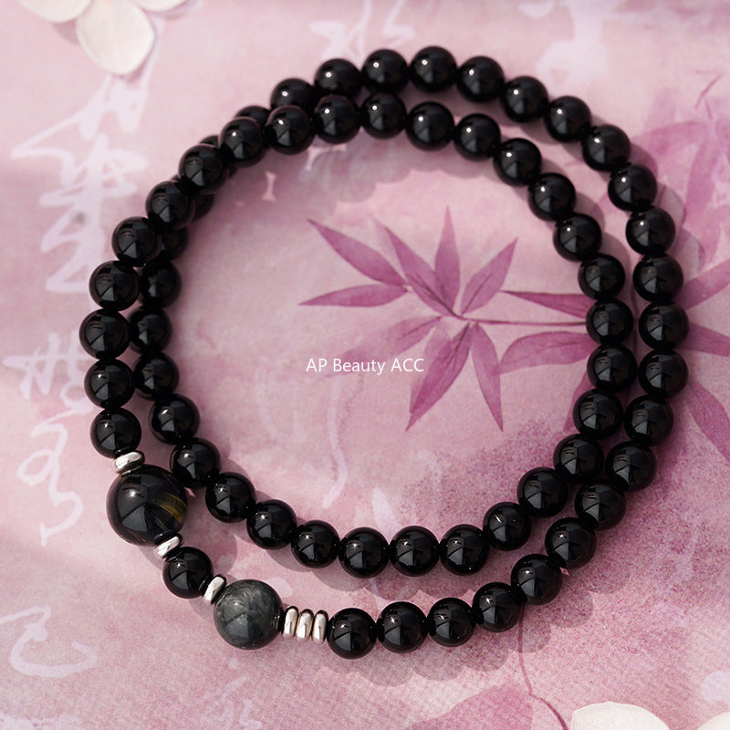 B관 - 999 실버 더블 레이어 비즈 커플 팔찌 [YC4870SL_1] 25.11-2