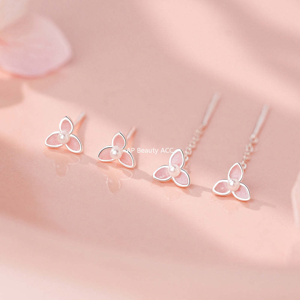 B관 - 999 실버 플라워 진주 귀걸이 [YC4125E_1] 25.12-1