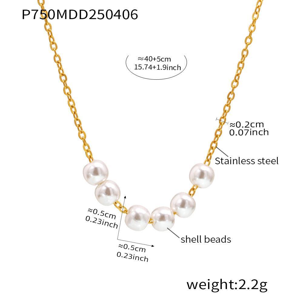 D관 - 자개 진주 스테인리스 스틸 18K 도금 목걸이 [P590-P750] 25.04-2