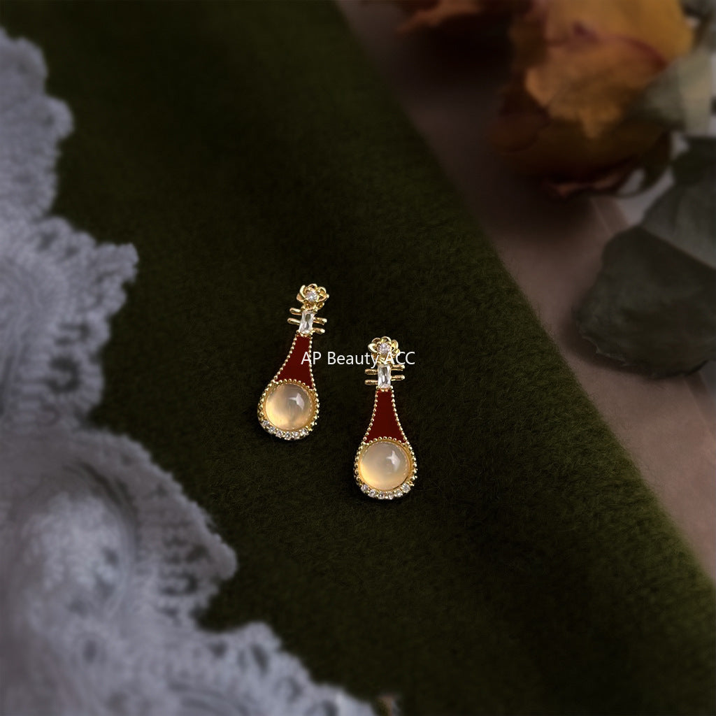 C관 - 925 은침 마노 미니 큐빅 악기 디자인 귀걸이 [6836] 25.10-3