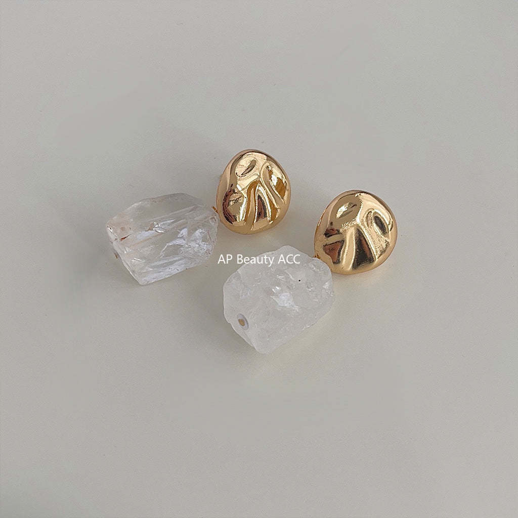 C관 - 화이트 크리스탈 14K 도금 은침 귀걸이 [3952] 24.05-3