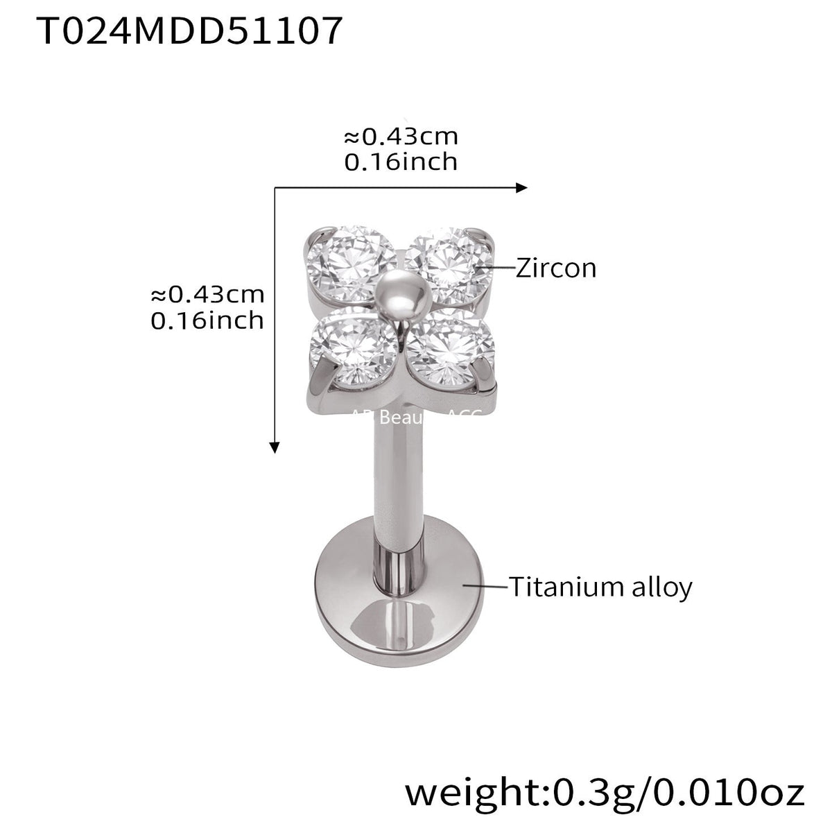 D관 - 티타늄 합금 스틸 입술용 단품 피어싱 [T009] 25.11-2