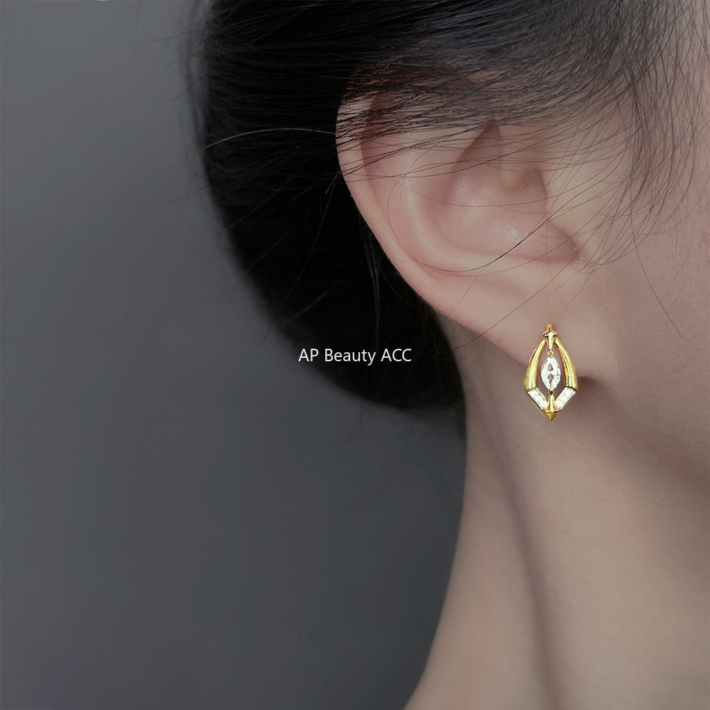 C관 - 925 은침 별 지오메트릭 디자인 큐빅 귀걸이 [6912] 25.10-2