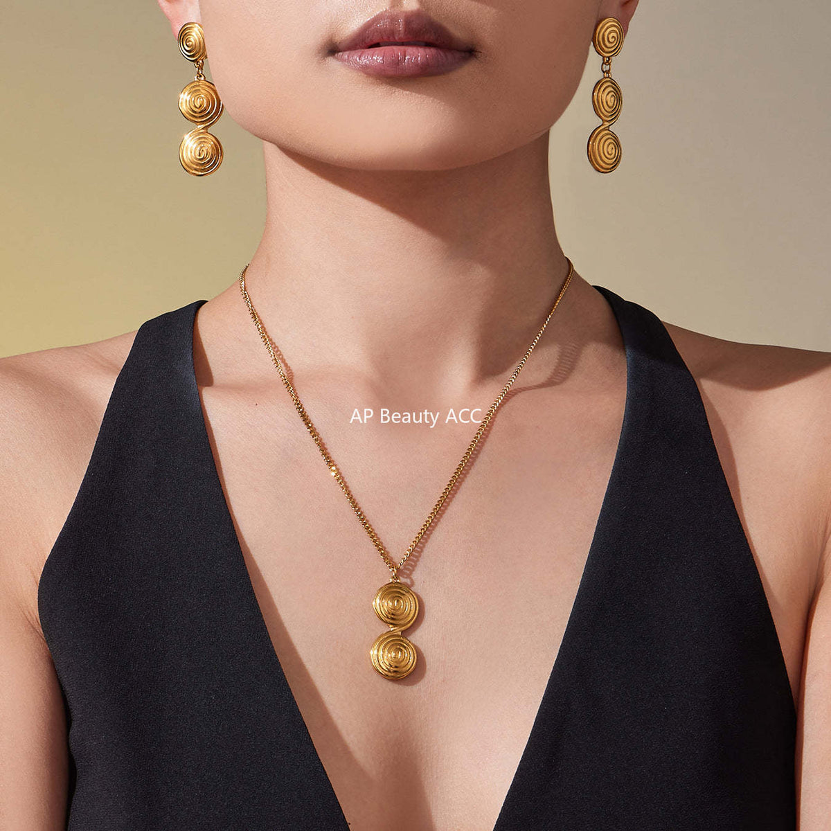 D관 - 스테인리스 스틸 나선형 원형 디자인 귀걸이 목걸이 [TXP448] 25.10-4