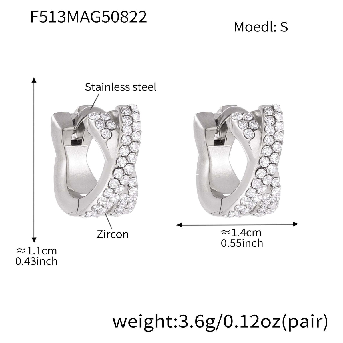 D관 - 스테인리스 스틸 18K 도금 큐빅 귀걸이 [F512-F513] 25.08-5