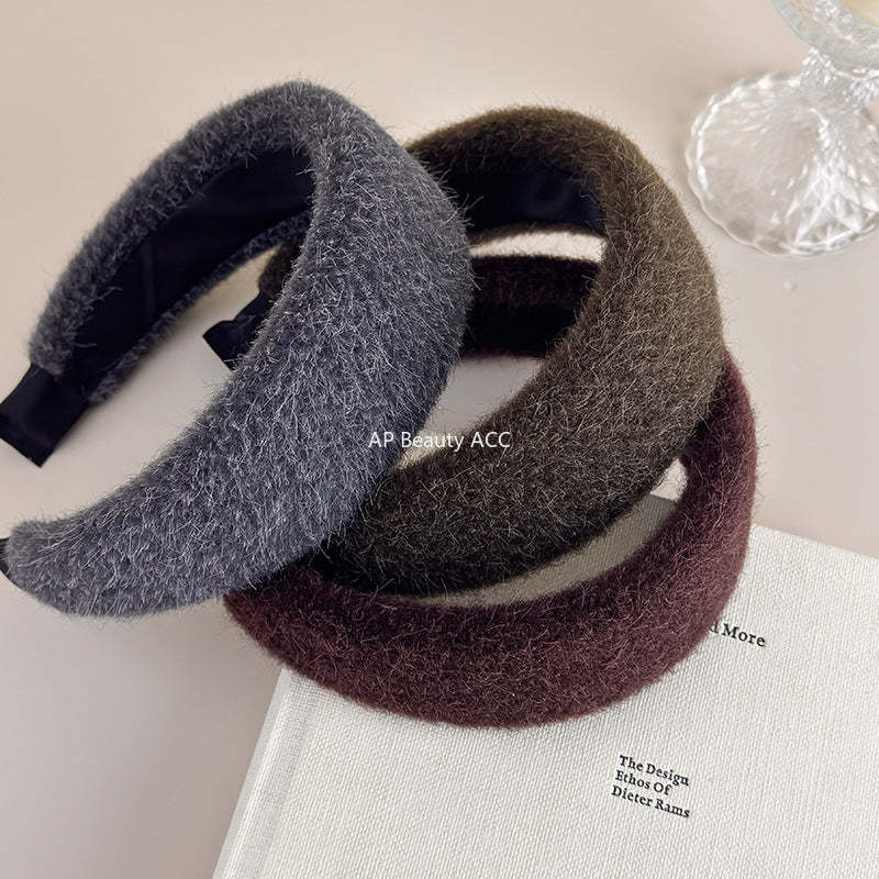 E관 - 퍼 털실 소재 볼륨 와이드 머리띠 [27710] 25.11-3