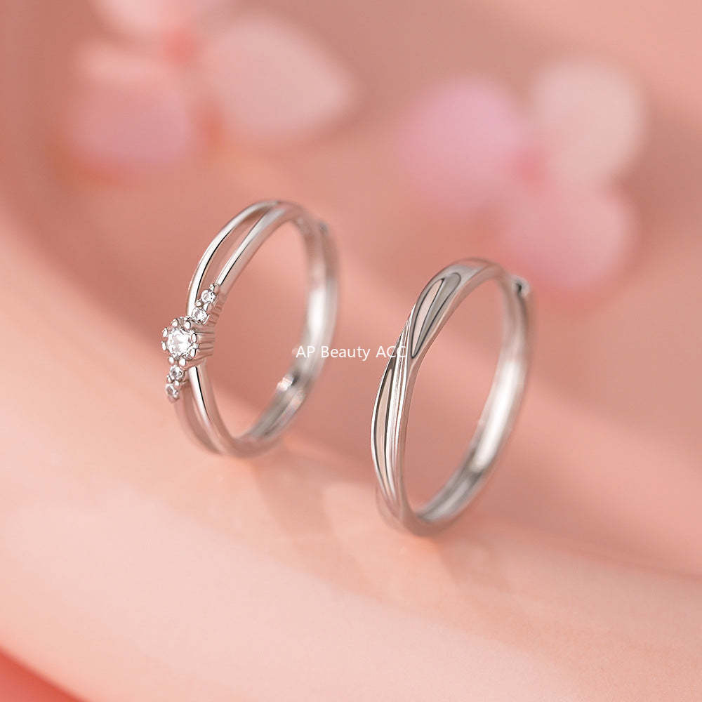 B관 - 999 실버 뫼비우스 크로스 큐빅 커플 반지 [YC3759R_1] 25.12-2