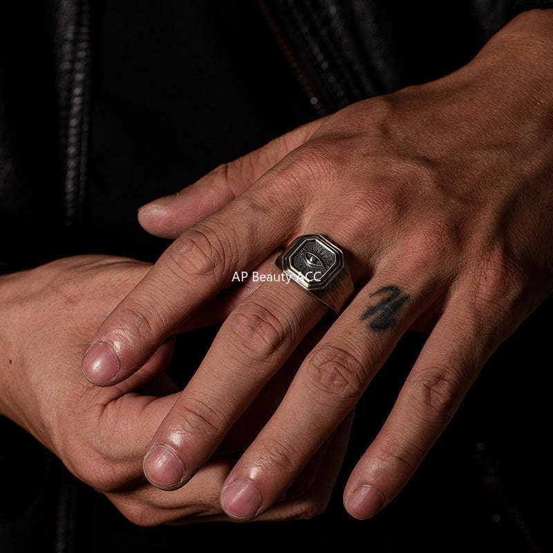 G관 - 악마의 눈 빈티지 실버색 샌딩 반지 [J2688] 25.11-4