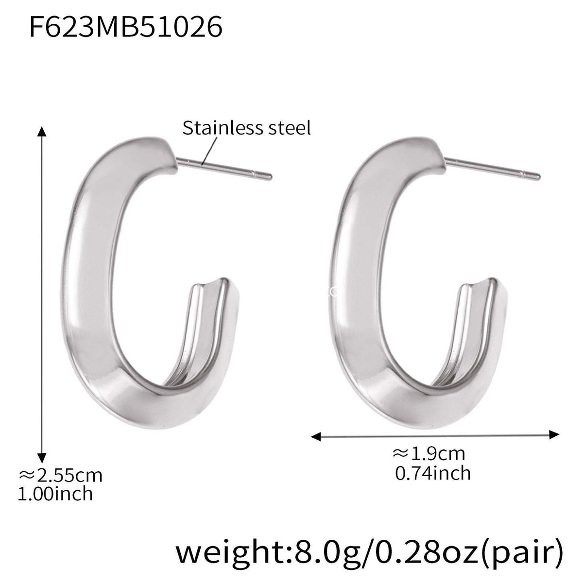 D관 - 스테인리스 18K 도금 삼각 곡면 디자인 귀걸이 [F623] 25.10-5