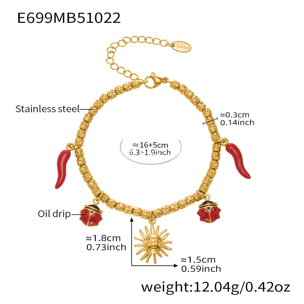D관 - 스테인리스 18K 도금 멀티 펜던트 스틸 비즈 팔찌 [E699-E700] 25.10-5