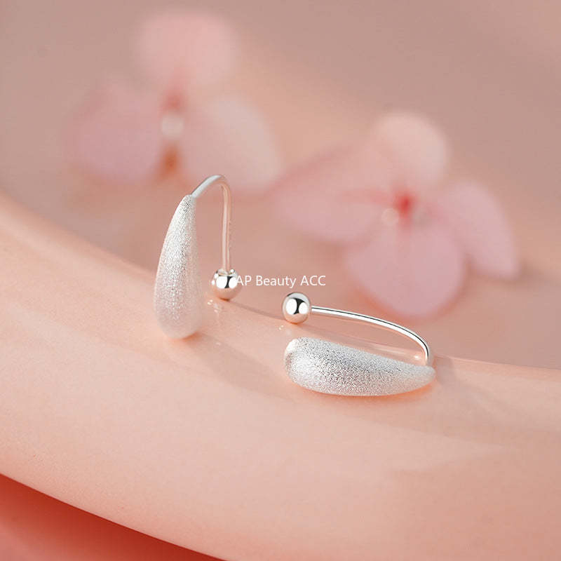 B관 - 999 실버 샌딩 물방울 모양 후크 피어싱 귀걸이 [YC2283E_1] 25.11-3