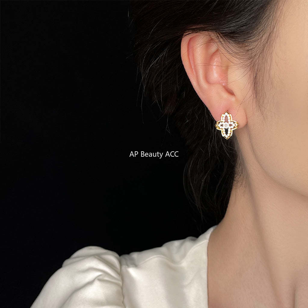 C관 - 별 네잎클로버 큐빅 14K 도금 925 은침 이어커프 귀걸이 [6012-6013] 25.06-2