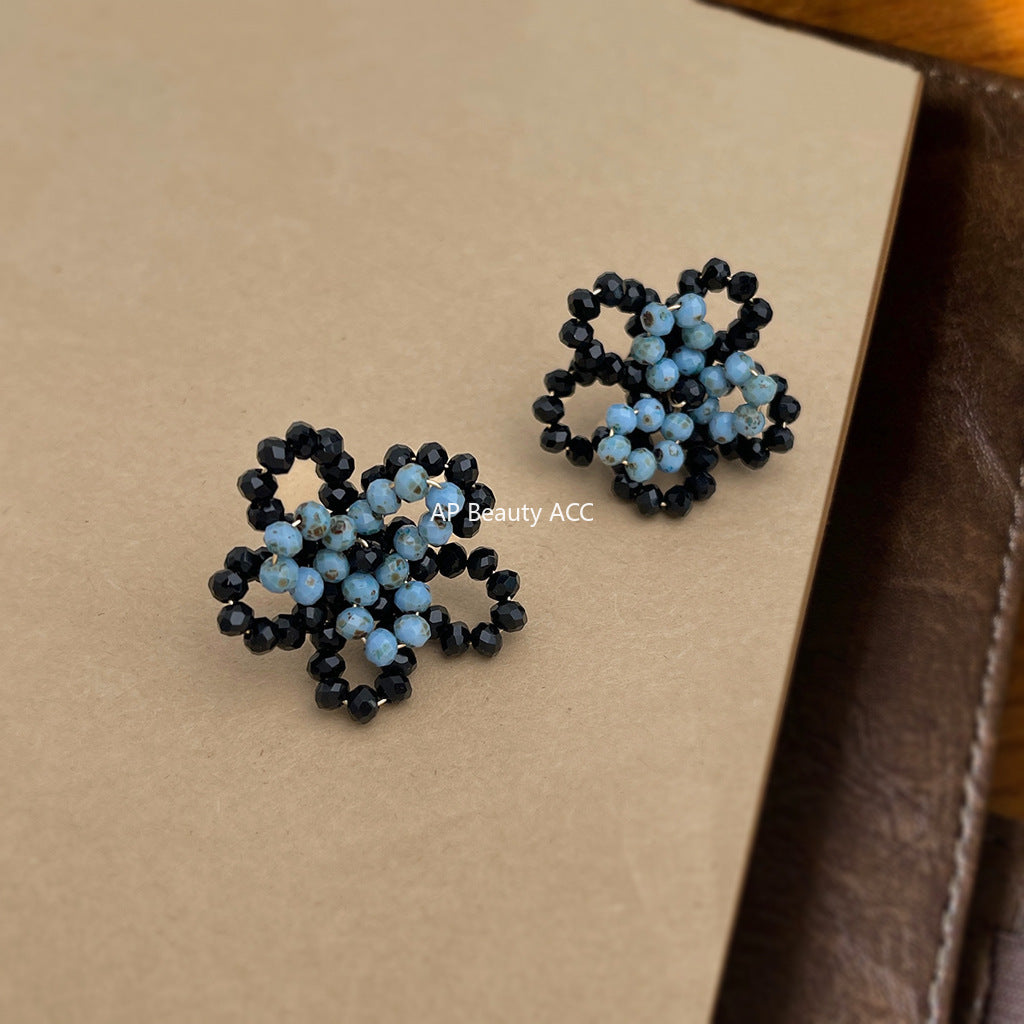 C관 - 925 은침 핸드메이드 비즈 플라워 귀걸이 [6861] 25.10-1