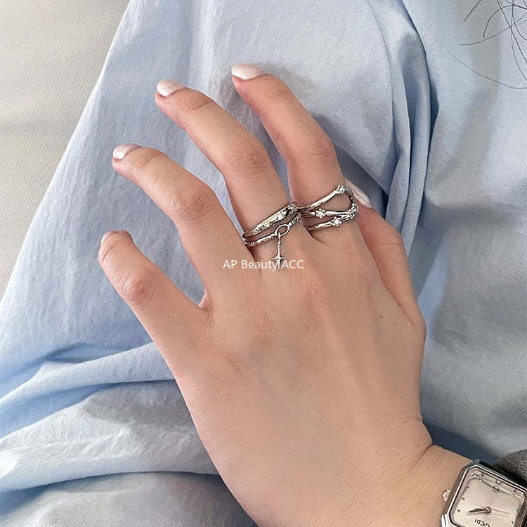 A관 - 925 실버 별 펜던트 큐빅 오픈형 반지 [JZ-0720] 25.10-5