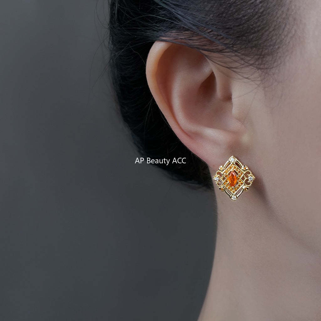 C관 - 925 은침 큐빅 빈티지 기하학 디자인 귀걸이 [6957] 25.10-4