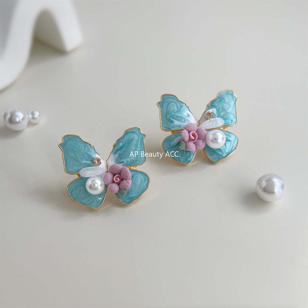 C관 - 민트빛 나비 여름 14K 도금 귀걸이 [4369] 24.06-3