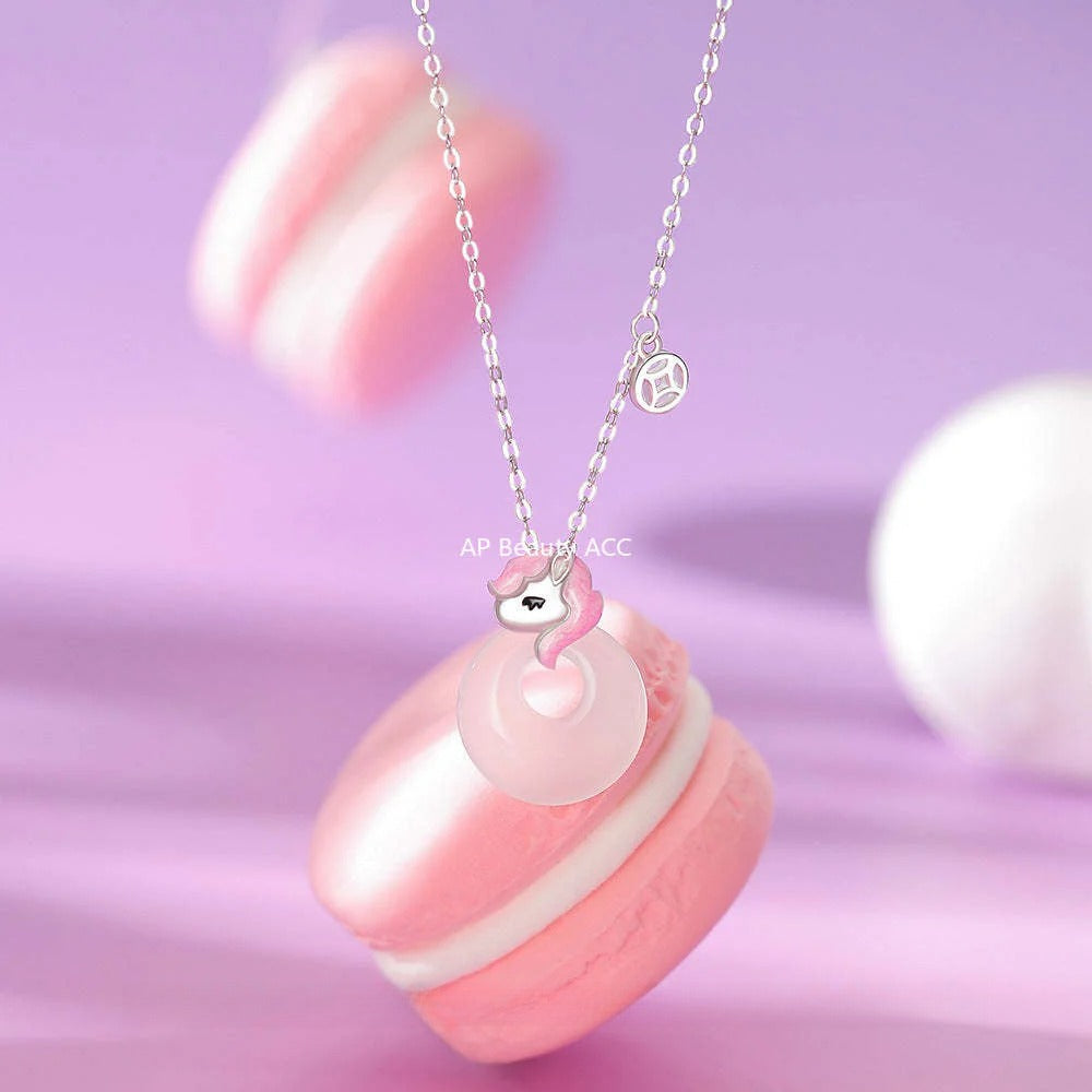 B관 - 999 실버 유니콘 말 링 옥 펜던트 목걸이 [YC3828N_1] 25.12-2