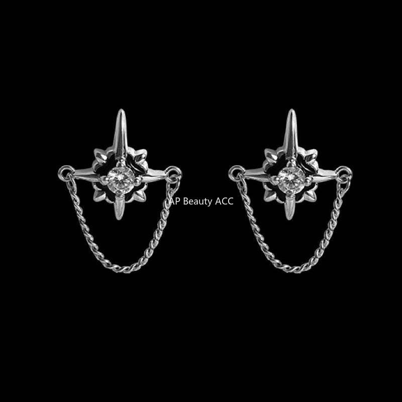 G관 - 북극성 체인 팔각성 크리스탈 남성용 귀걸이 [ER578] 24.11-2