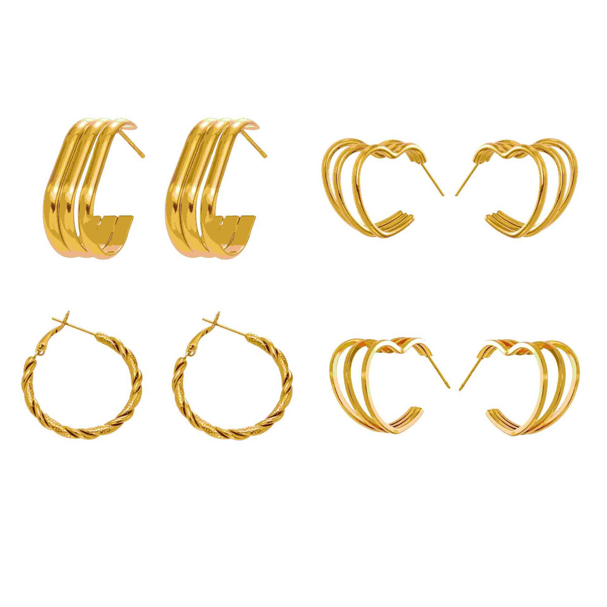 D관 - 스테인리스 18K 도금 레이어 하트 트위스트 귀걸이 [F753] 25.11-1