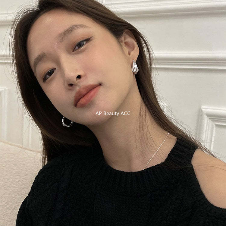 A관 - 주름 모양 925 은침 후프 귀걸이 [EH-2071.EBSJ] 25.12-3