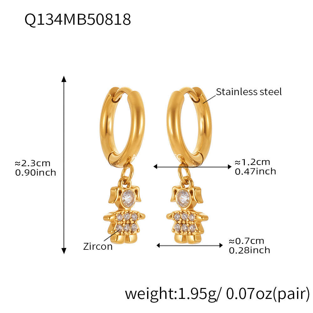 D관 - 스테인리스 스틸 18K 도금 우주인 큐빅 귀걸이 [Q132-Q140] 25.08-4