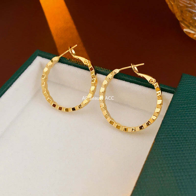 C관 - 14K 도금 큐빅 원형 귀걸이 세련된 귀걸이 [E18500] 24.01-3