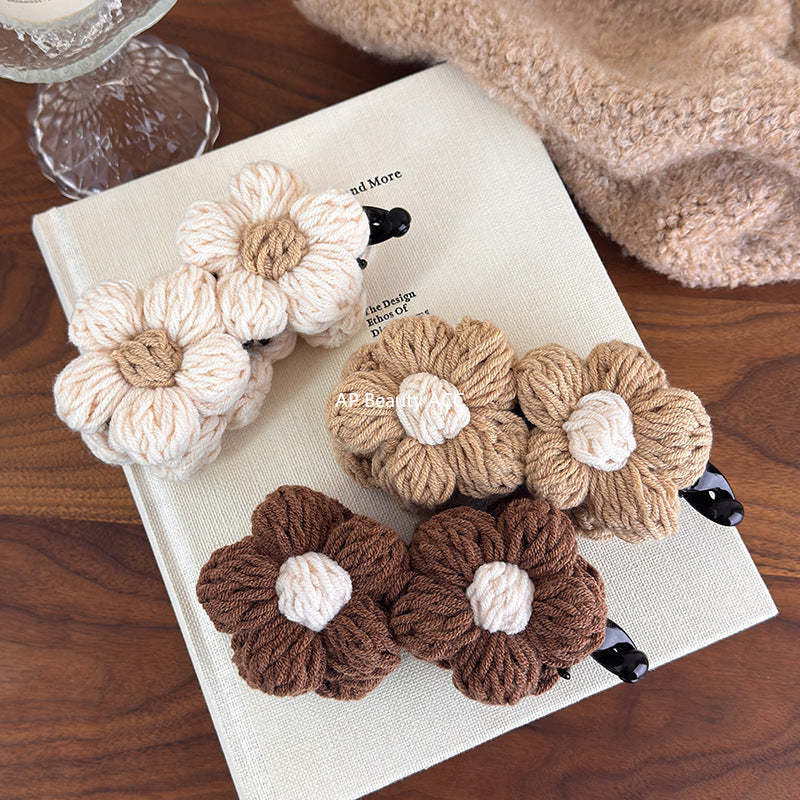 E관 - 레트로 니트 투 플라워 집게핀 [27628] 25.11-1