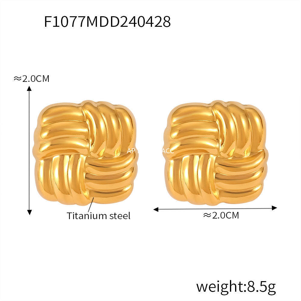 D관 - 셀럽 인기 디자인 트렌디 티타늄 스틸 굵은 링 미니멀 디자인 C자형 귀걸이 [F1076-8] 24.05-1