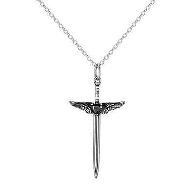 G관 - 스테인리스 스틸 블랙 소드 날개 펜던트 목걸이 [PN-2245] 25.10-4