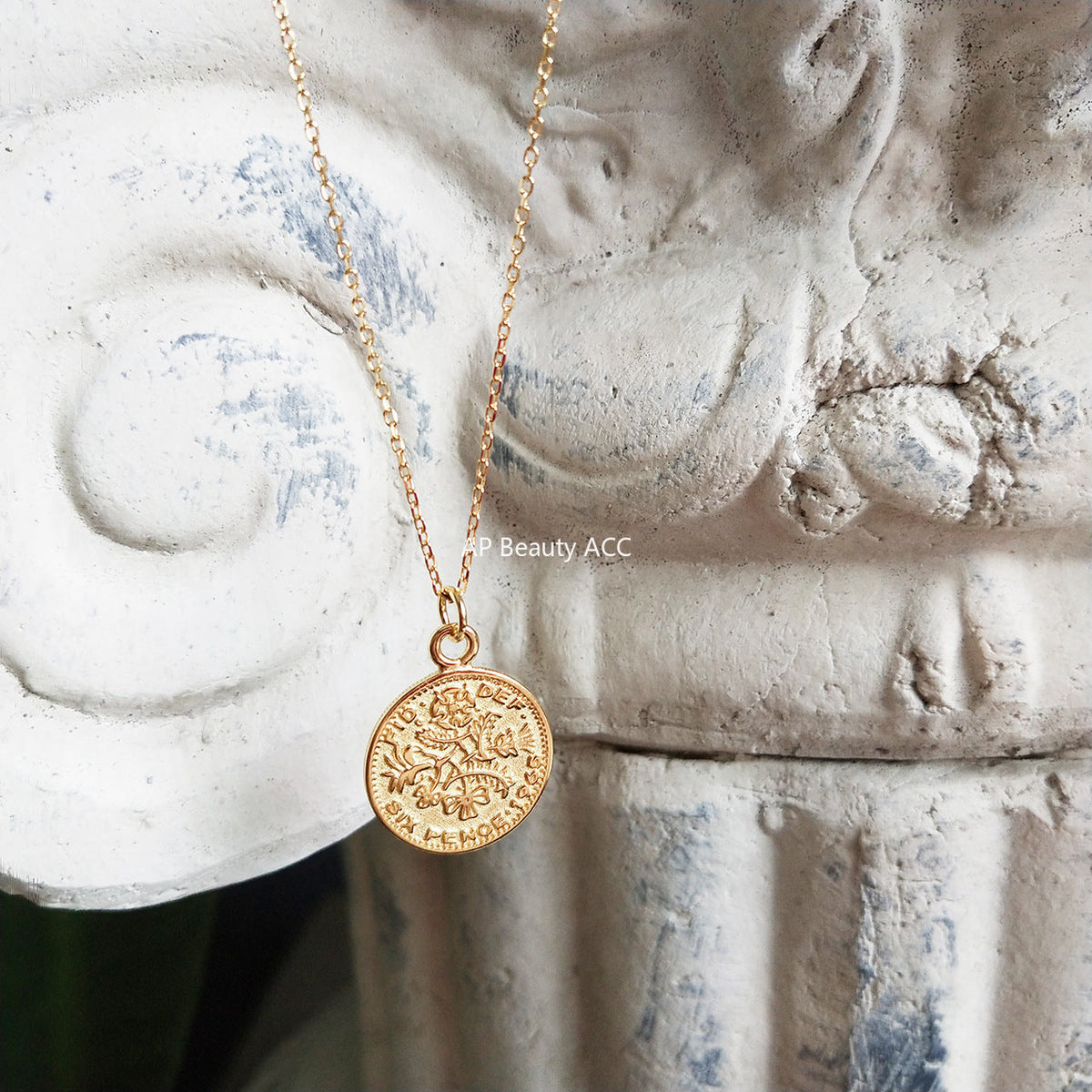 F관 - 925 실버 원형 코인 펜던트 목걸이 [B361] 25.10-3