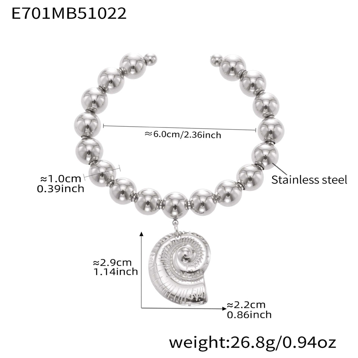 D관 - 스테인리스 18K 도금 대형 하트 펜던트 스틸볼 팔찌 [E701-E702] 25.10-5