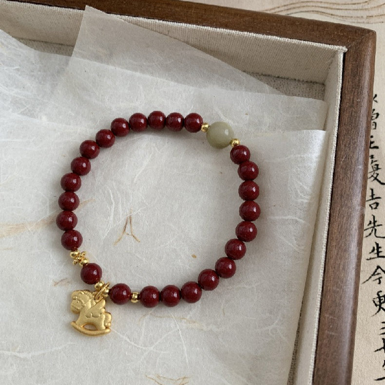 A관 - 유니콘 말 펜던트 천연 마노 925 실버 비즈 팔찌 [1635] 25.12-3