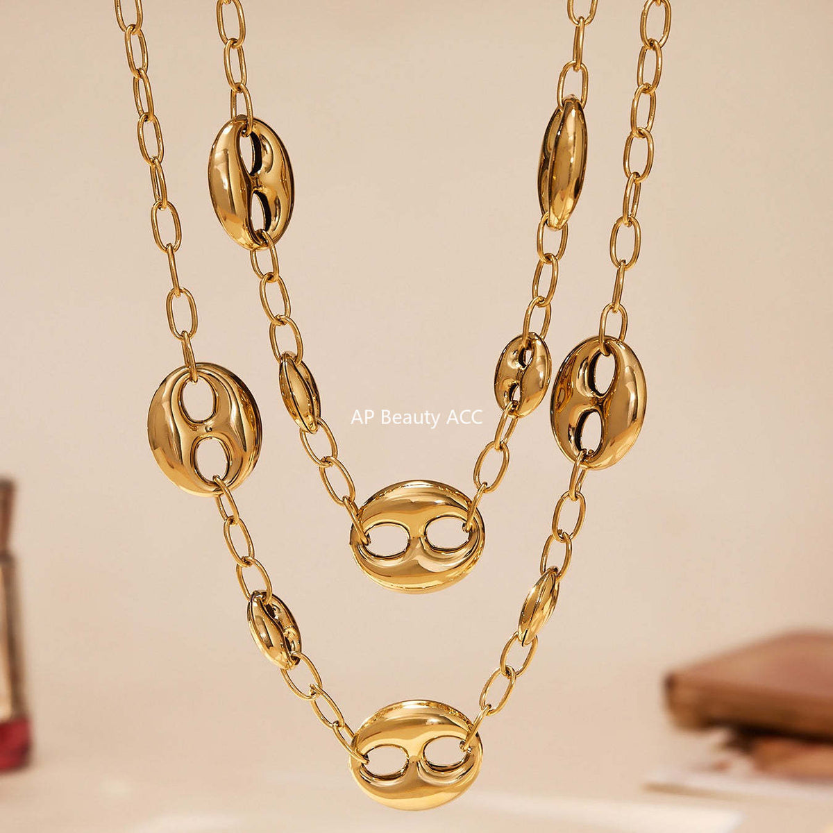 D관 - 돼지코 모양 체인 18K 도금 스테인리스 스틸 목걸이 [P180] 25.11-3