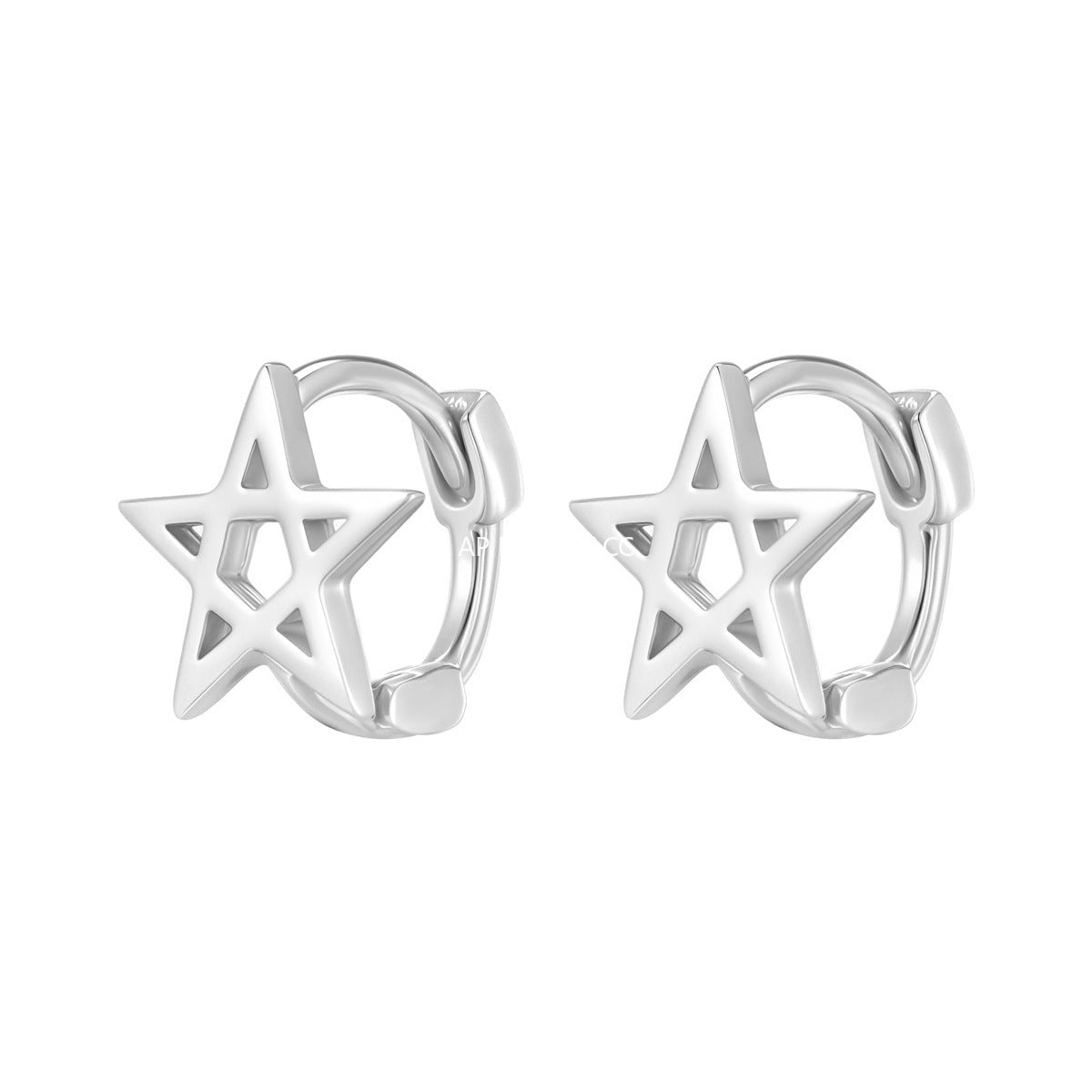 A관 - 925 은침 라인 별 후프 귀걸이 [EH-4182] 25.10-3