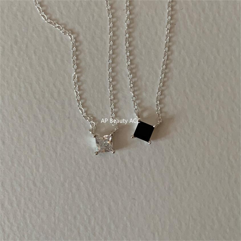 F관 - 925 실버 사각 큐빅 펜던트 목걸이 [B1197] 25.12-2