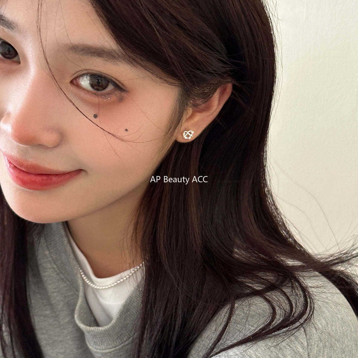 A관 - 999 실버 프레즐 모양 큐빅 귀걸이 [EH-3307.sj] 25.12-1