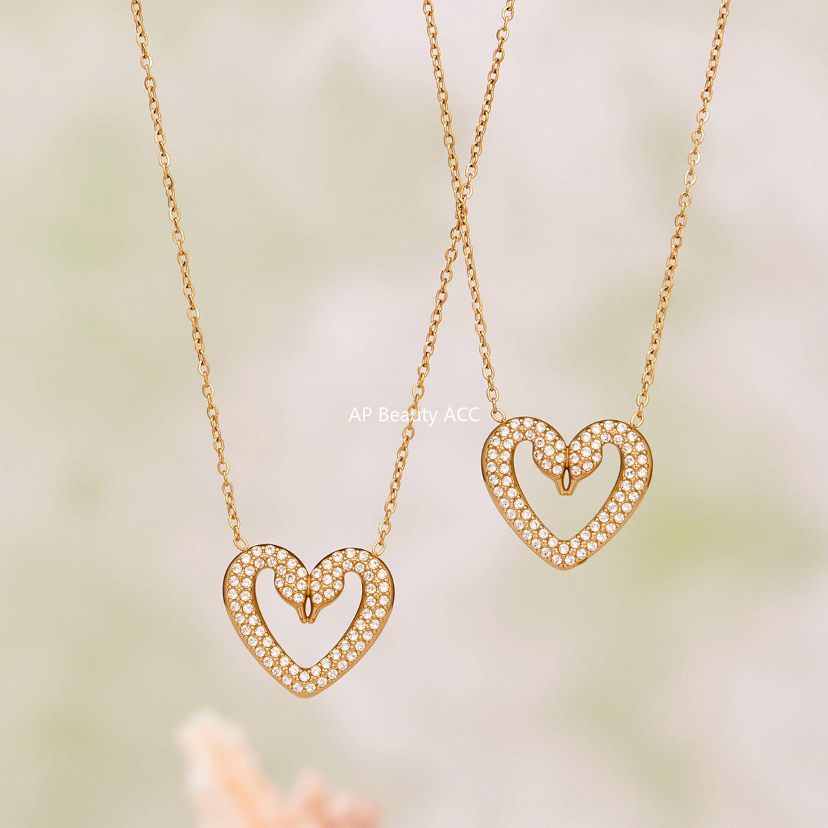 D관 - 스테인리스 스틸 풀큐빅 더블 스완 하트 목걸이 팔찌 반지 귀걸이 [TXP431] 25.10-3