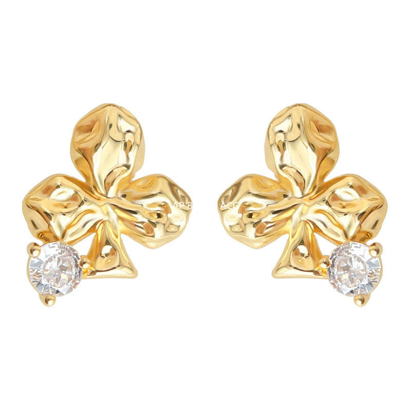 C관 - 925 은침 클로버 플라워 모양 큐빅 귀걸이 [7137] 25.12-1