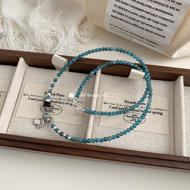 A관 - 925 실버 핸드메이드 코끼리 펜던트 아파타이트 팔찌 목걸이 [1545] 25.11-2