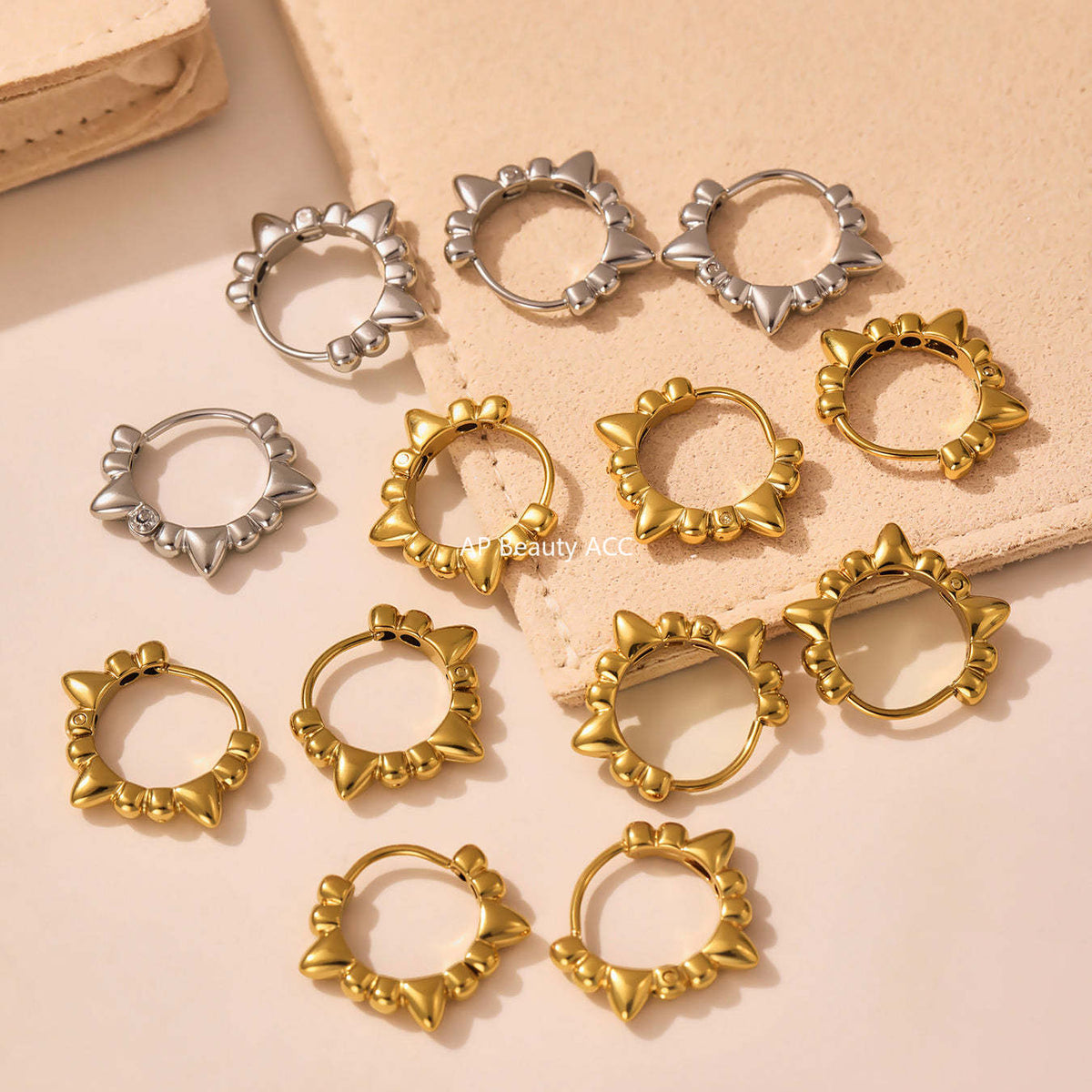 D관 - 18K 도금 펀칭 원형 스테인리스 스틸 귀걸이 [F278-F325] 25.07-3