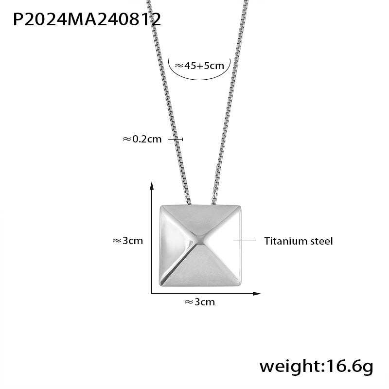 D관 - 티타늄 스틸 18K 도금 입체 삼각형 펜던트 힙합 스타일 목걸이 [P2024] 24.08-3