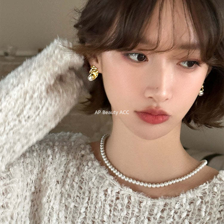 A관 - 비정형 디자인 진주 925 은침 귀걸이 [EH-4323] 25.12-2