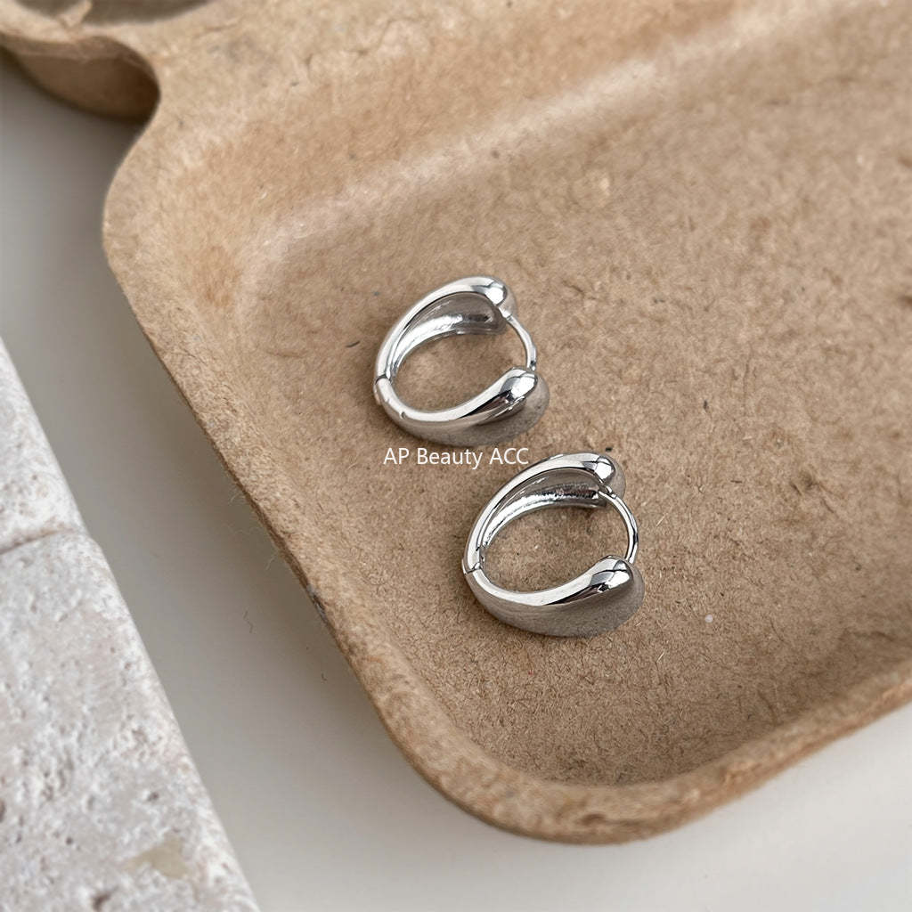C관 - 유광 백금도금 원형 후프 귀걸이 [7118] 25.12-1