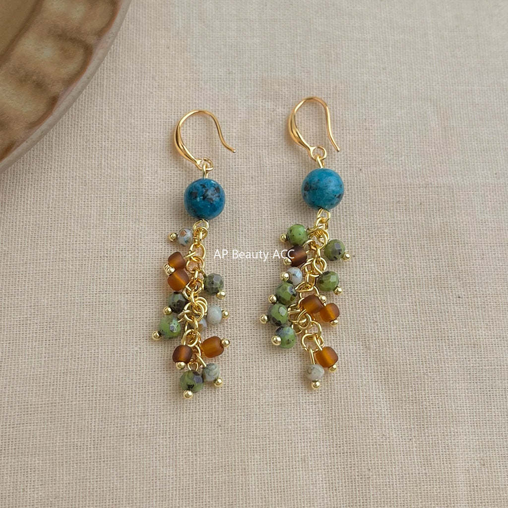 C관 - 천연석 롱 태슬 핸드메이드 후크형 귀걸이 [6856] 25.09-4