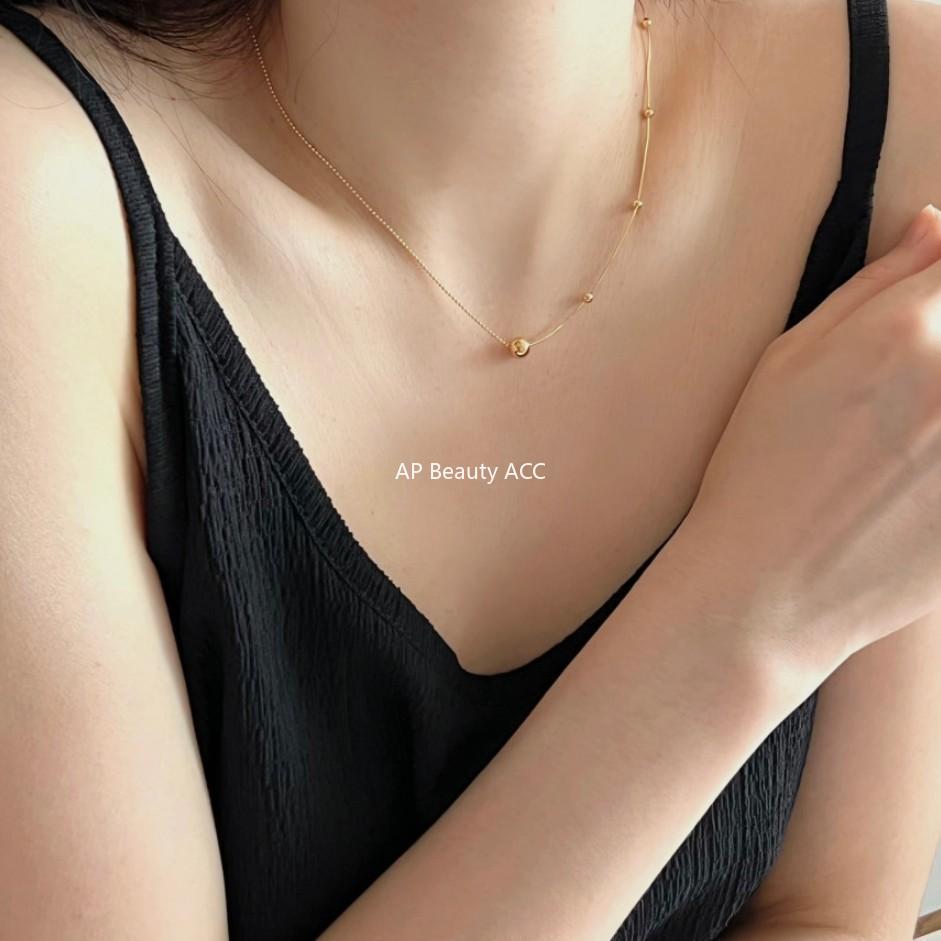 F관 - 925 실버 기하학적 뱀줄 원형 비즈 목걸이 [B888] 24.09-4