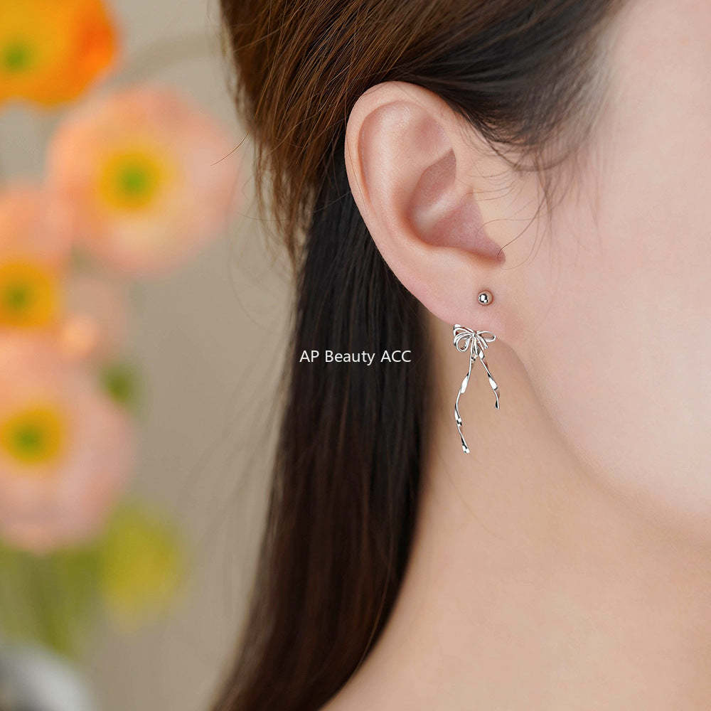 B관 - 925 실버 발레 리본 디자인 귀걸이 [YC9844E] 25.12-3