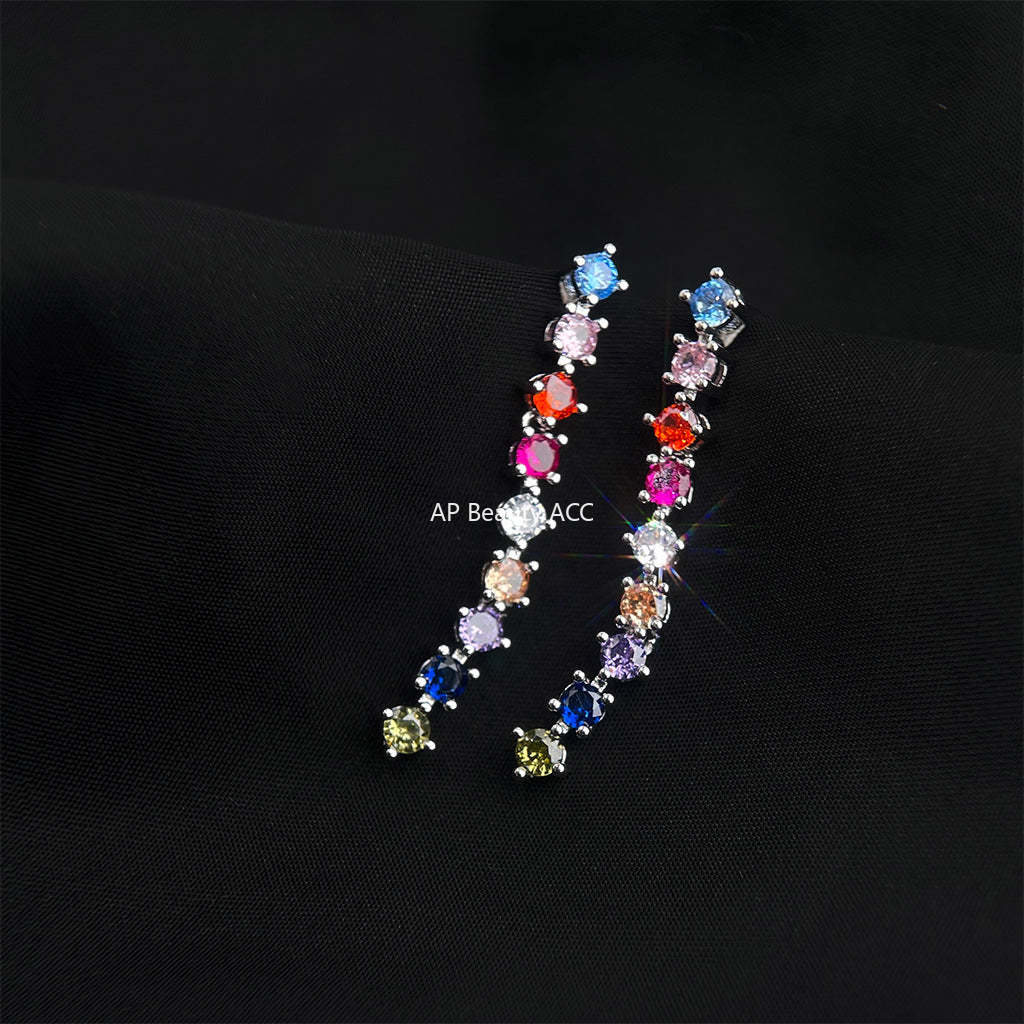 C관 - 컬러 큐빅 롱 태슬 디자인 귀걸이 [5456] 25.02-2