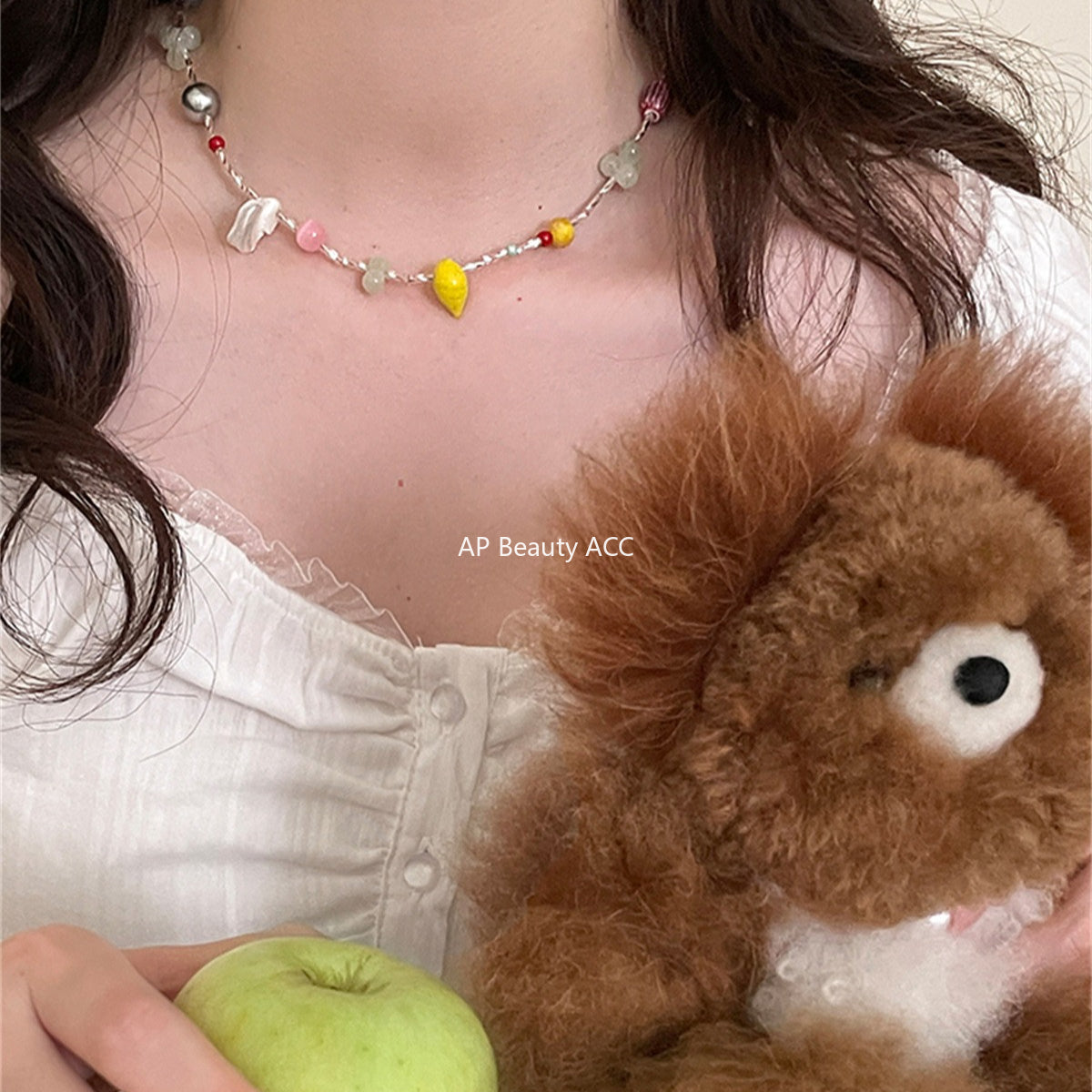 A관 - 컬러 원석 자개 비즈 목걸이 [XL-1215] 25.10-1